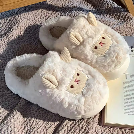 FuzzyFarm- Stitched Sheep Slippers
